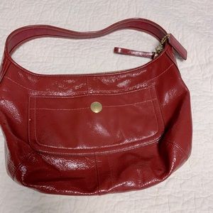 Coach red patent leather bag